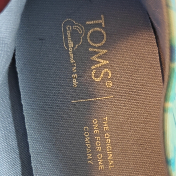 TOMS Blue and Green Slip-Ons - Picture 2 of 5